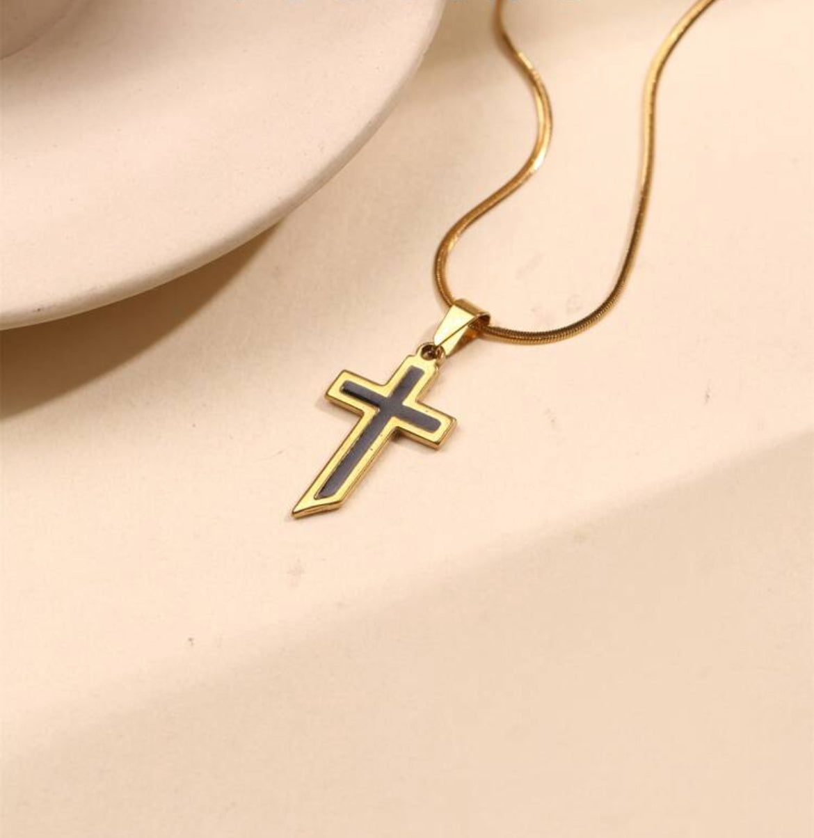 Titanium steel cross necklace