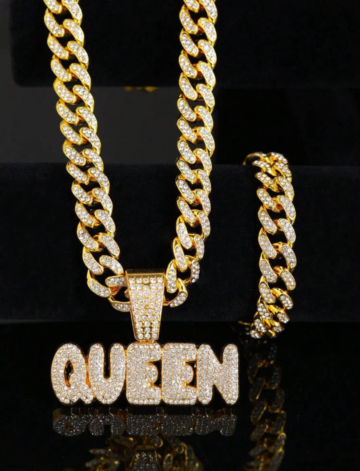 Queen icy pendant icy chain & bracelet