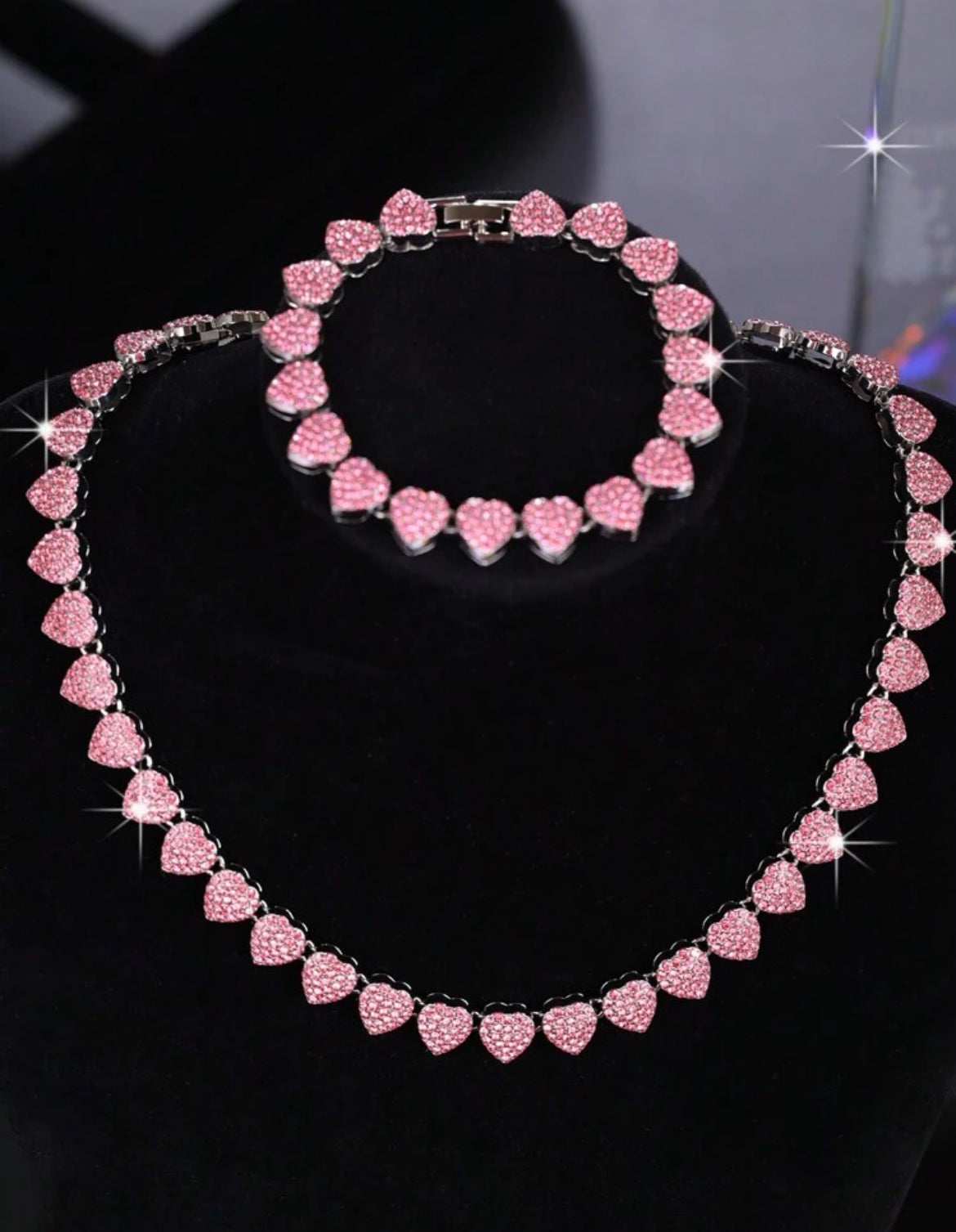 Dazzling Heart necklace & bracelet set
