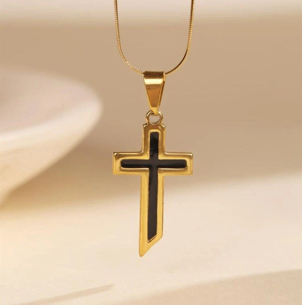 Titanium steel cross necklace