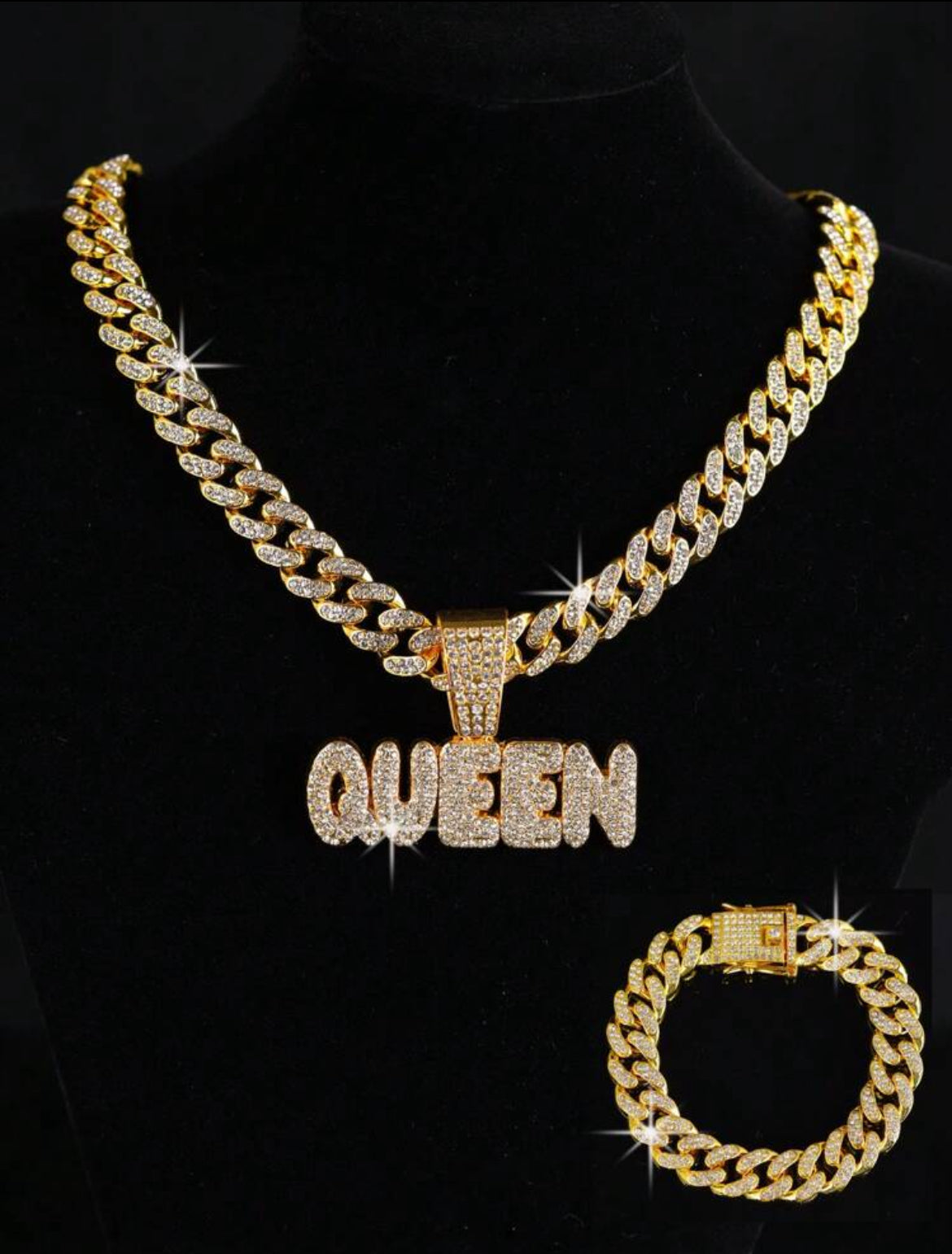 Queen icy pendant icy chain & bracelet