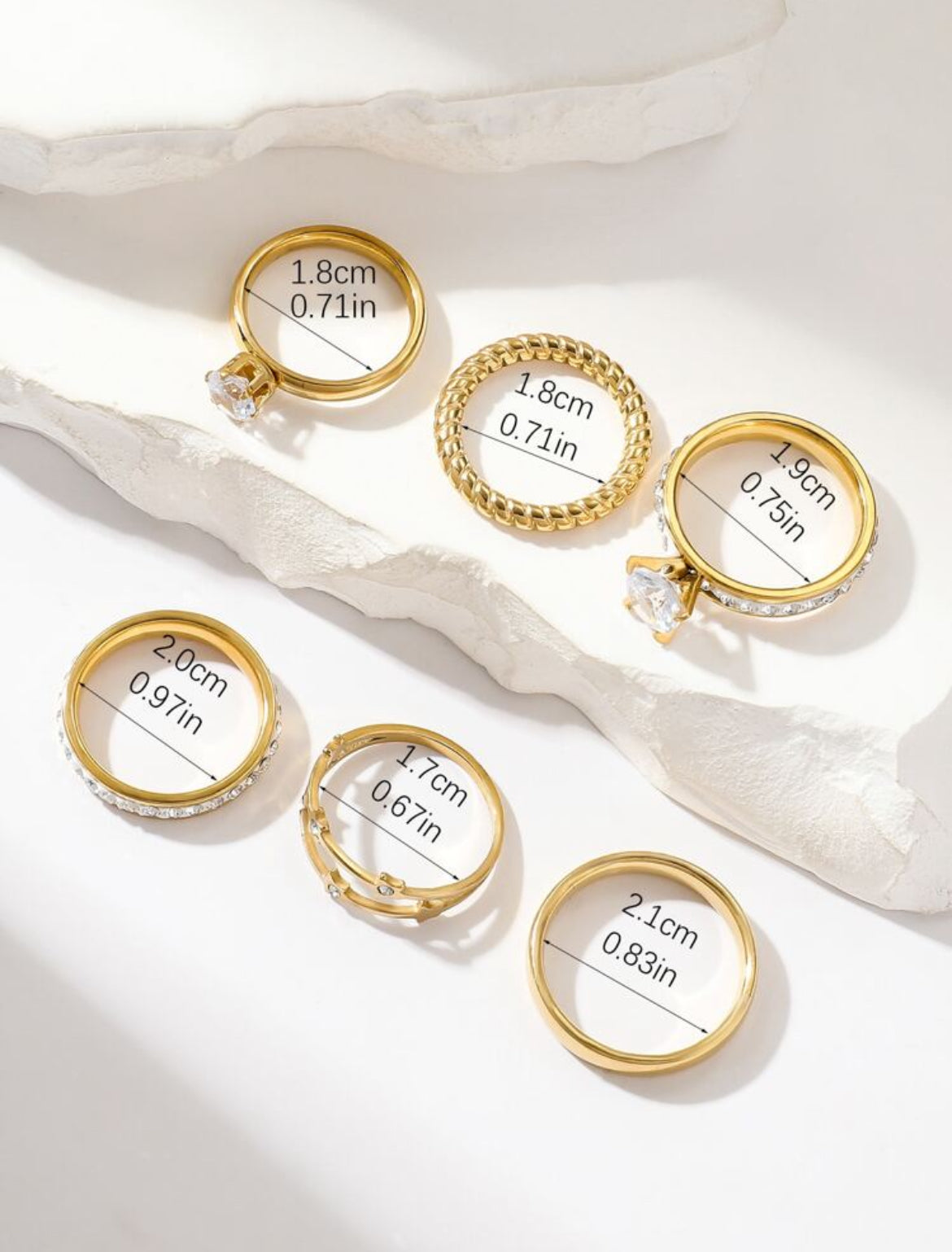 6pc Ene Stainless Steel Ring Set