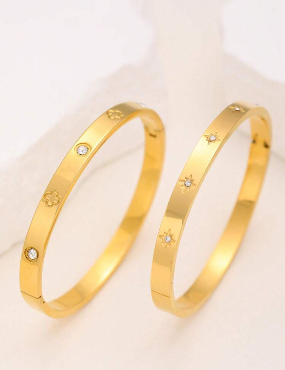 2Pcs Sparkling harmony stainless steel bracelets