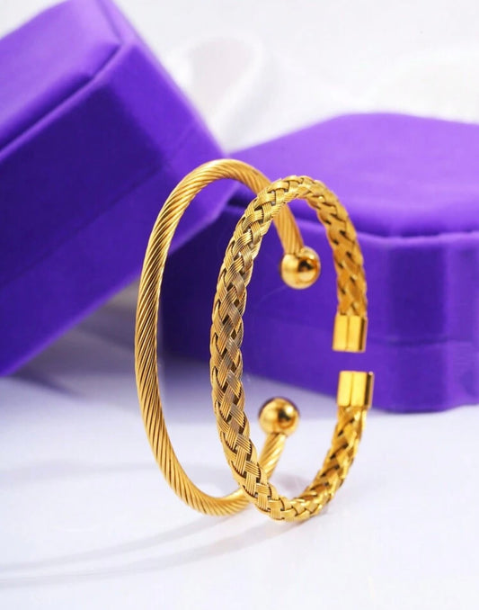 2pc Stainless Steel Wired Bracelet Set