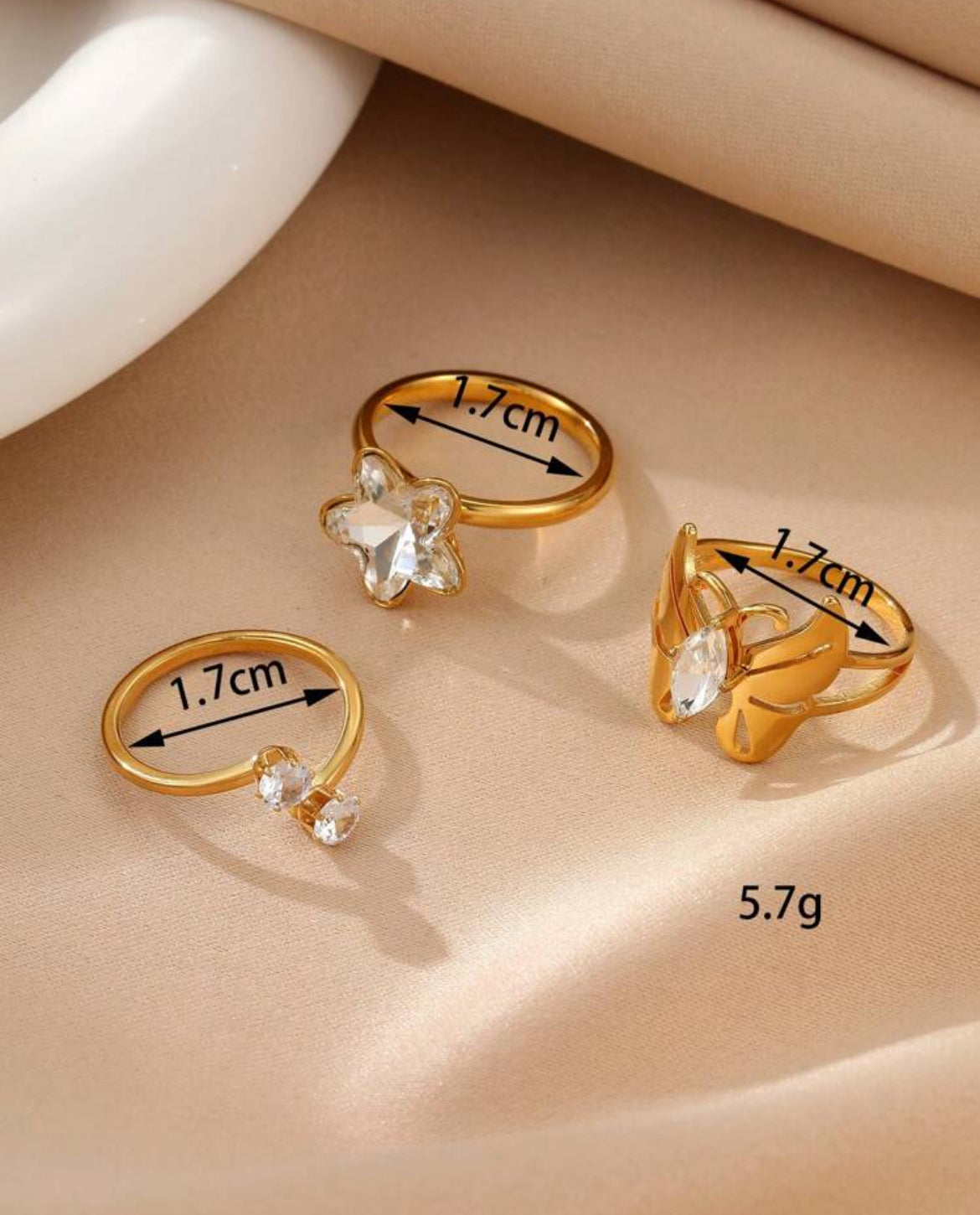 3pc Stainless Steel Ring Set
