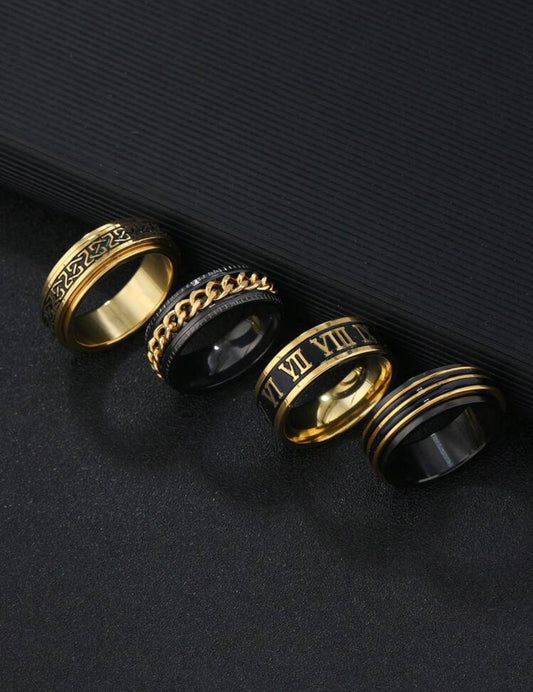 Stainless Steel Roman Ring set for men