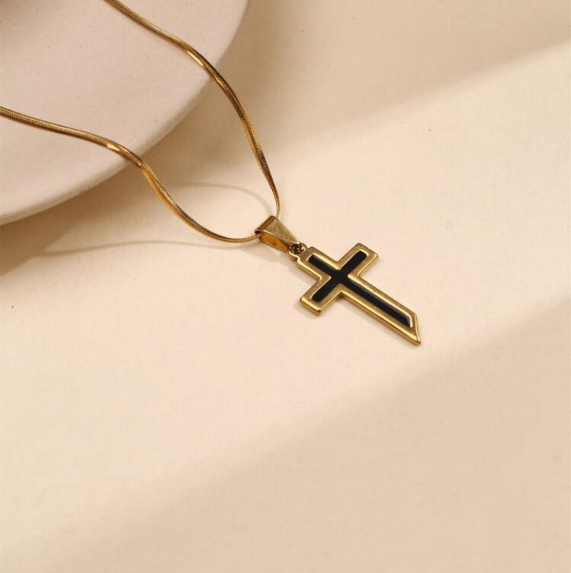 Titanium steel cross necklace