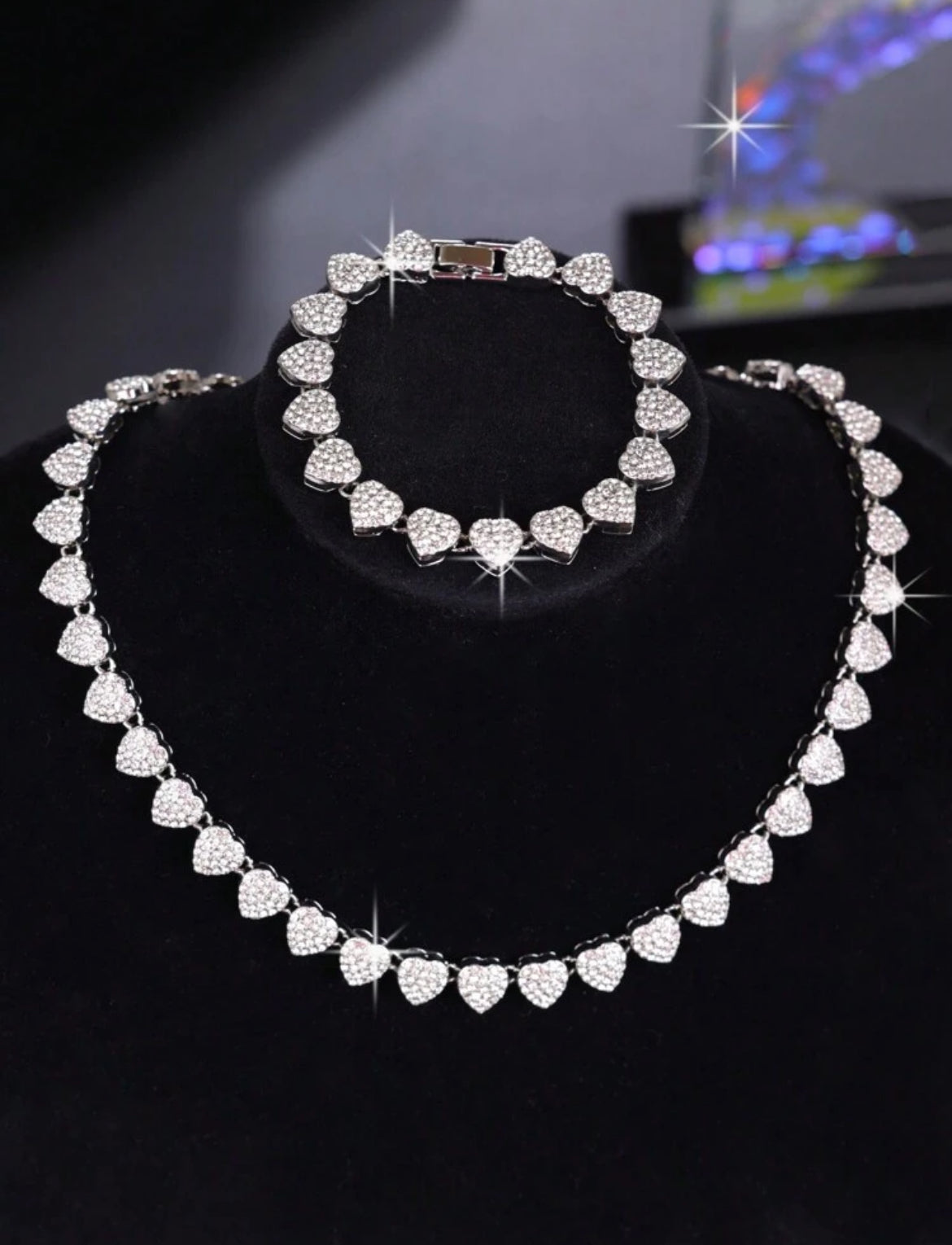 Dazzling Heart necklace & bracelet set