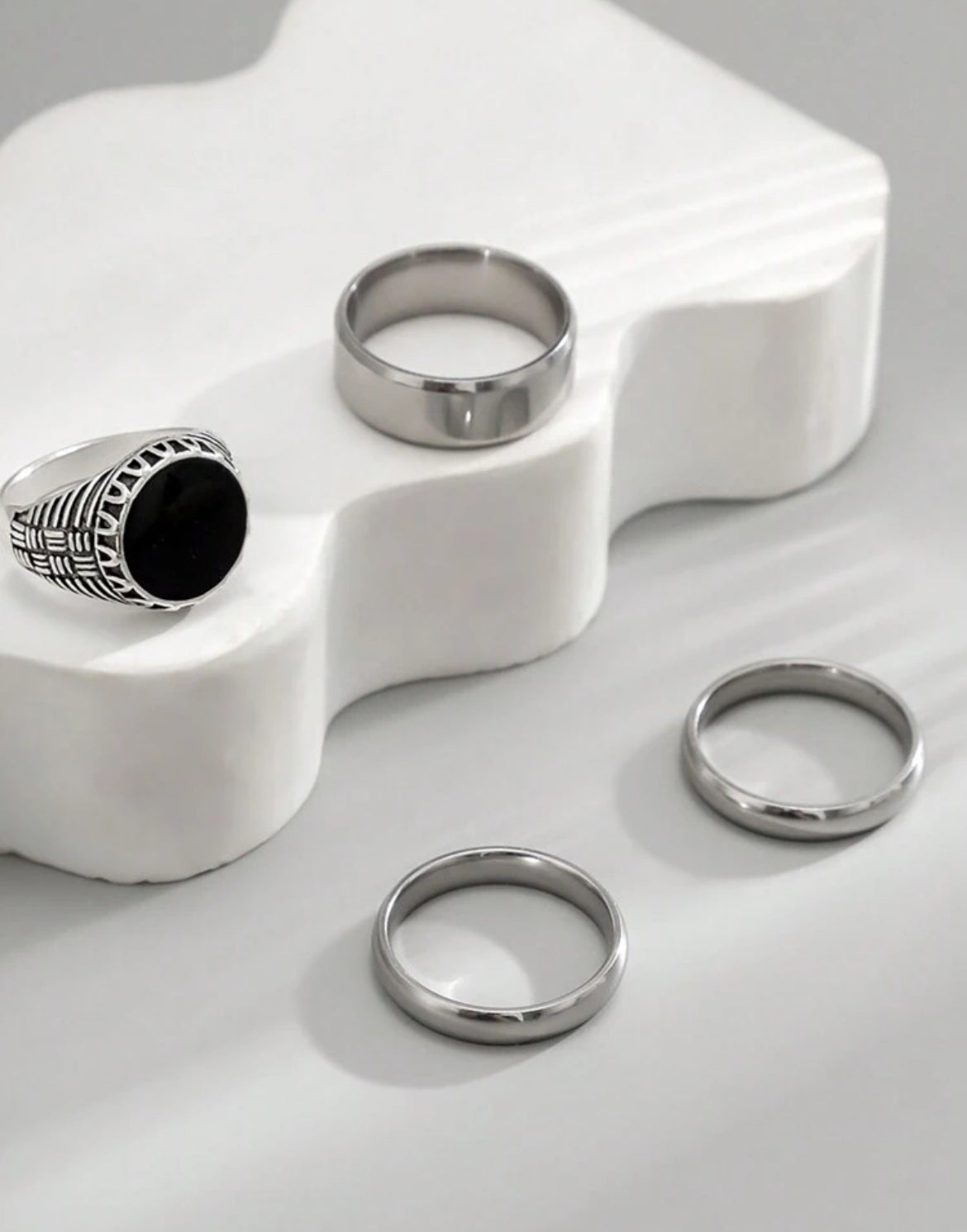 4pc stainless steel geometric rings