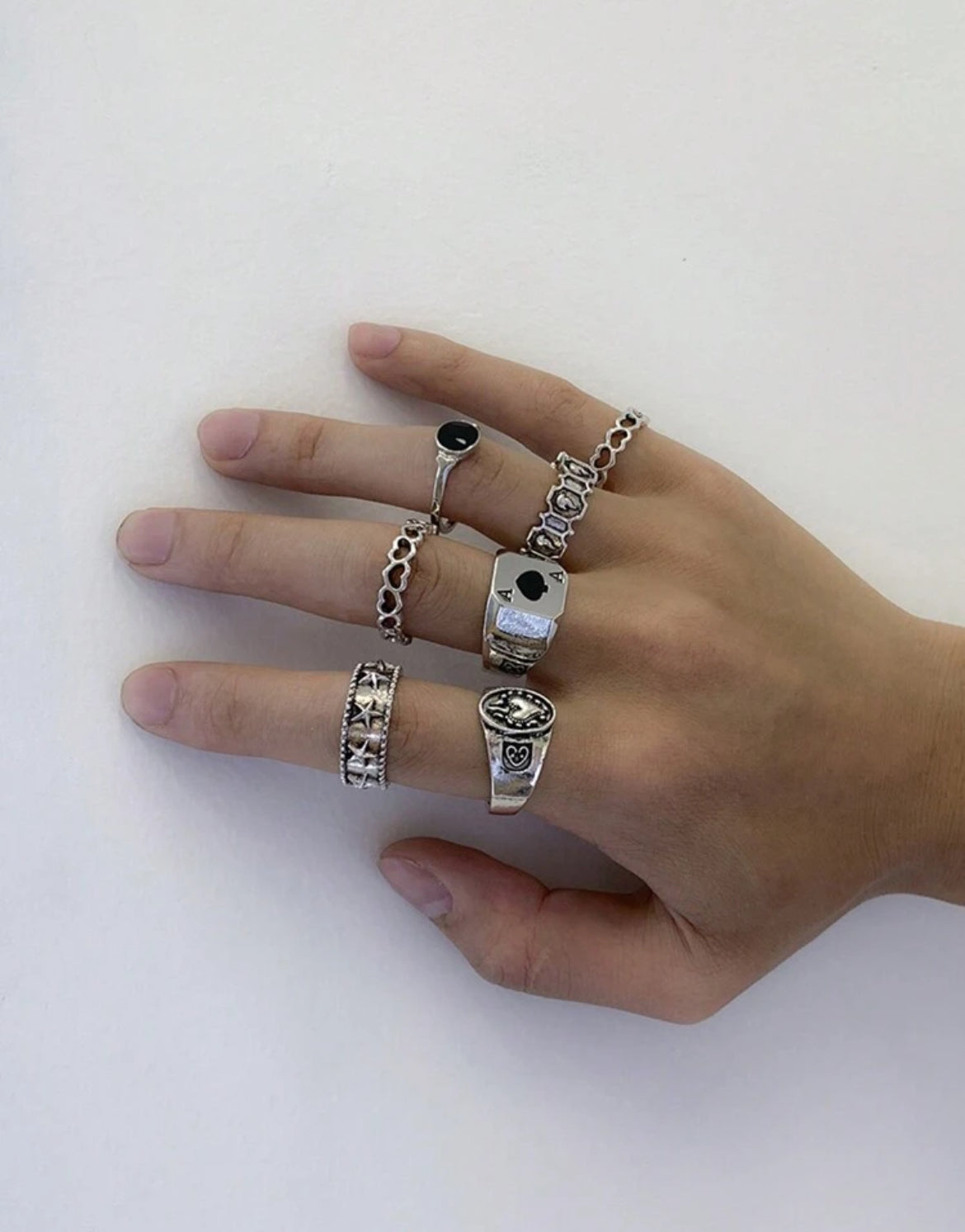 7pc Hollow Drop Ring set for men