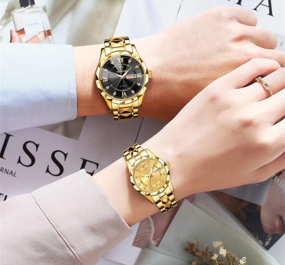 Couples Stainless Steel Watch Set