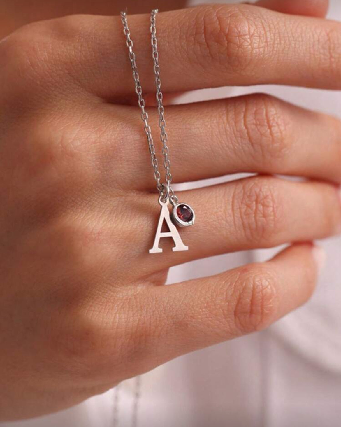 Initial birthstone necklace