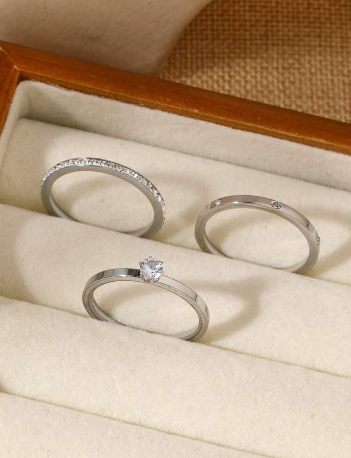 18K gold plated diamond ring set