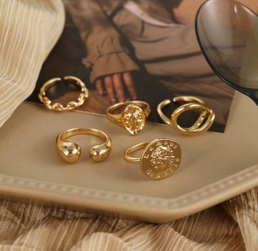 Retro Geometric Ring set