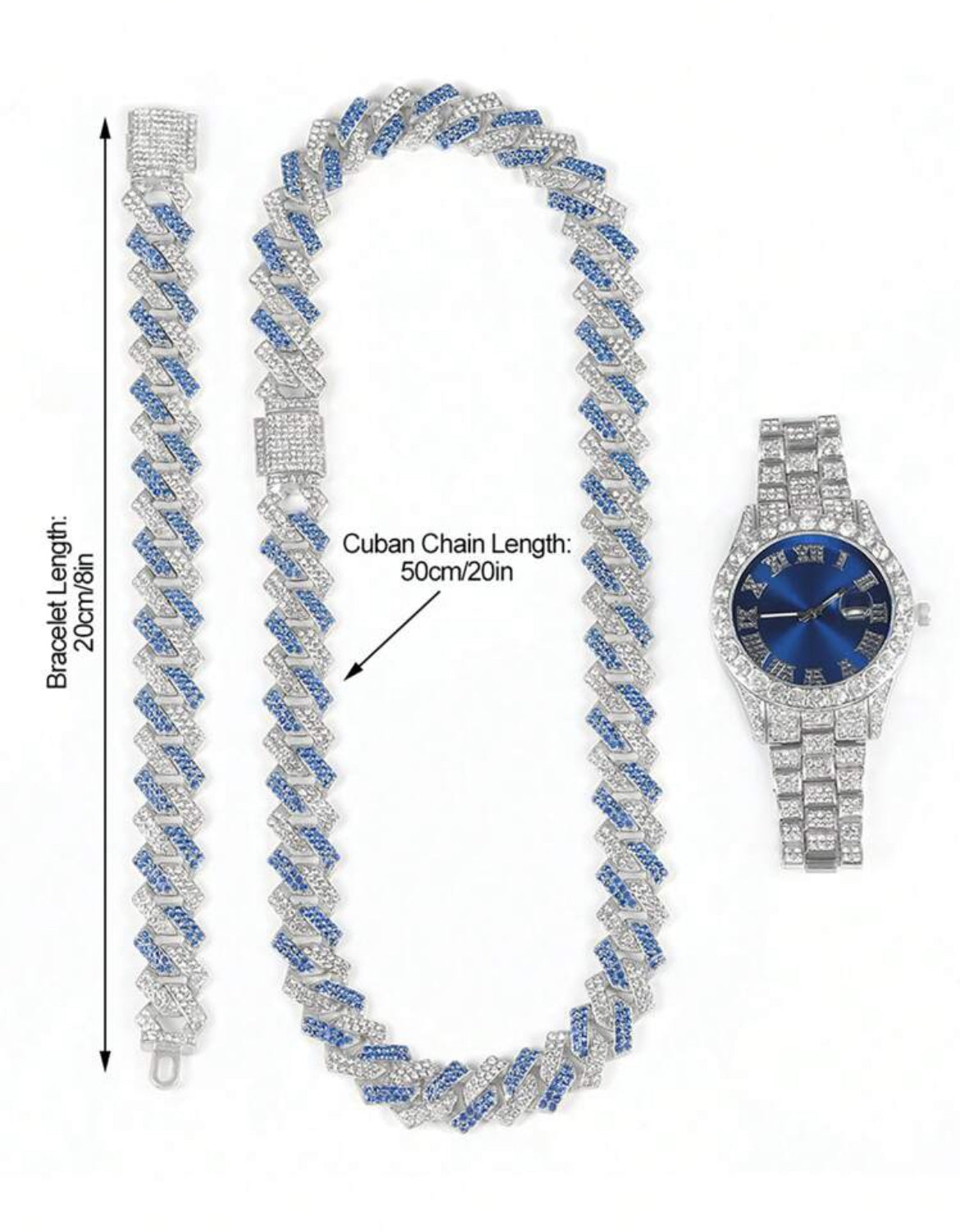 3pc Hip Hop Icy Chain Set for men