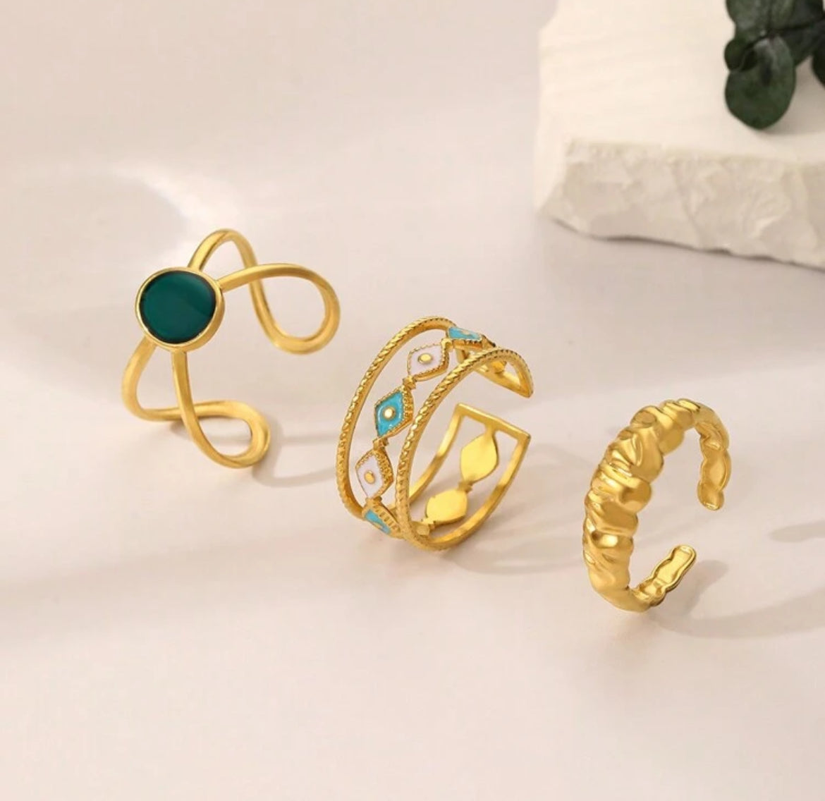 3pc Rome Stainless Steel Rings