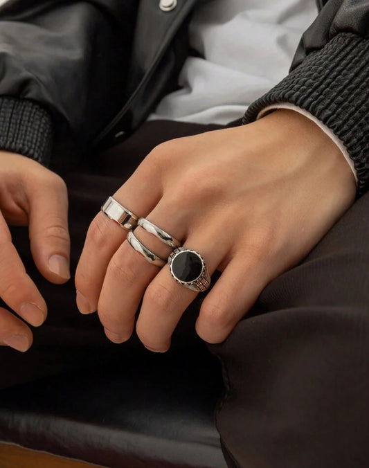 4pc stainless steel geometric rings
