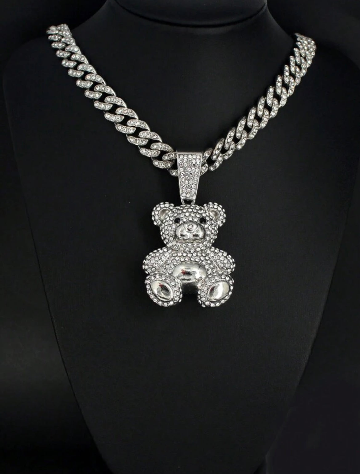 Teddy bear pendant icy chain