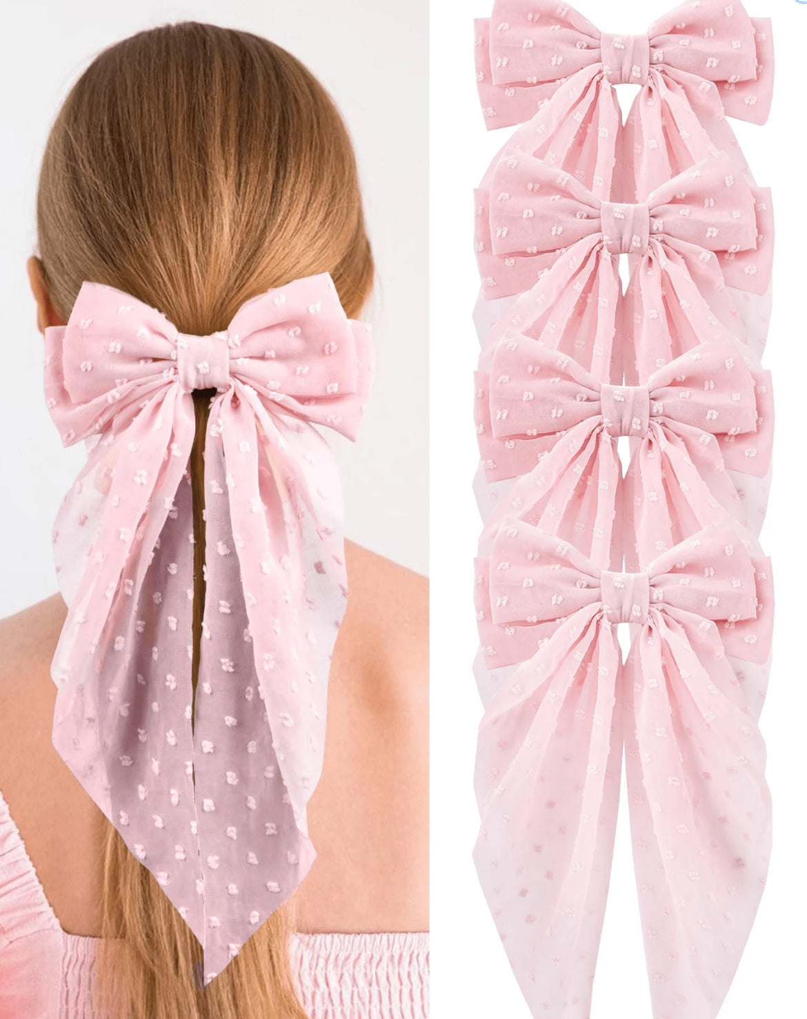 4pc one color bow hair clips