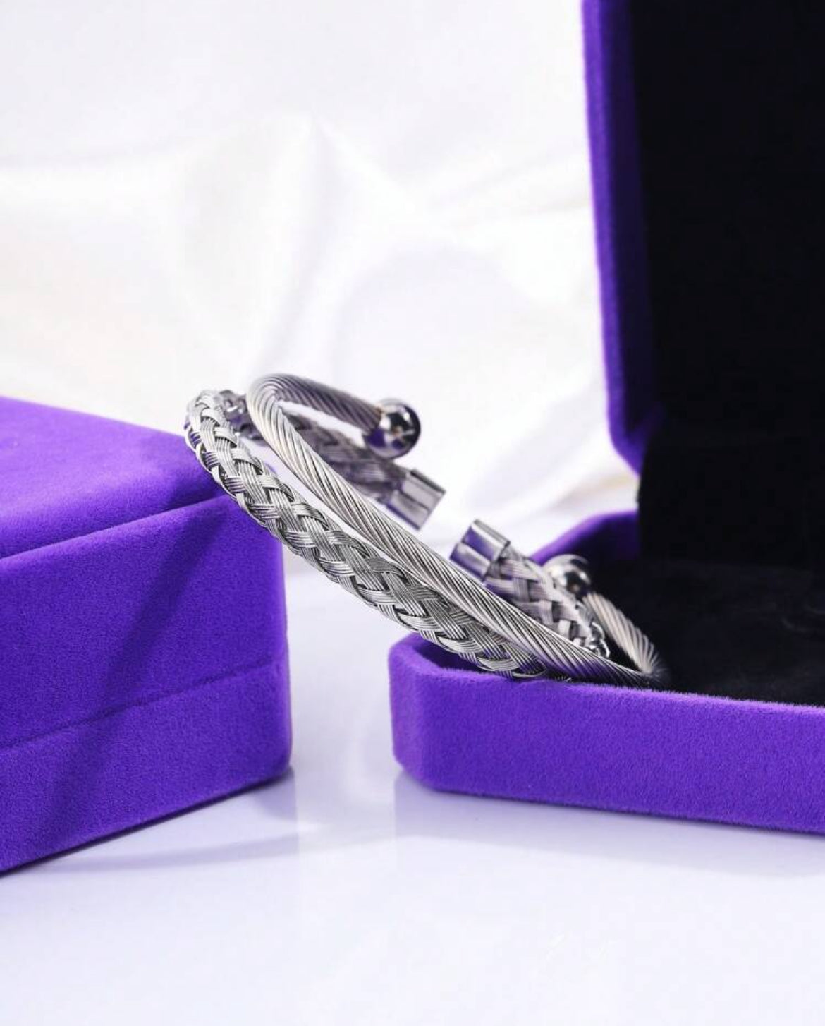 2pc Stainless Steel Wired Bracelet Set