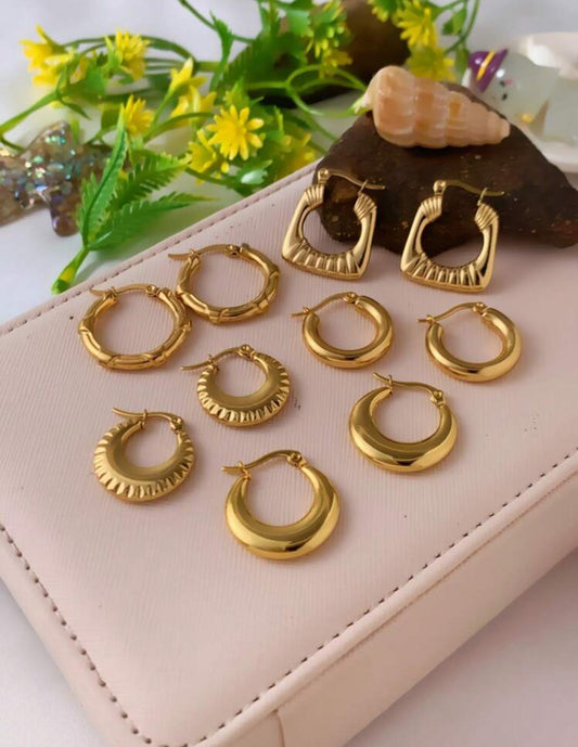 5pairs Rine Elegant Stainless Earring Set
