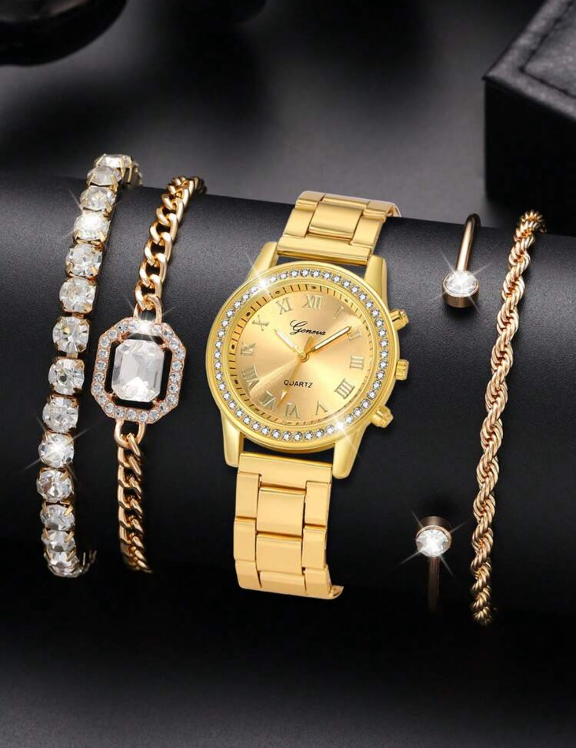 5pc ladies Elegant Stainless Steel Watch set