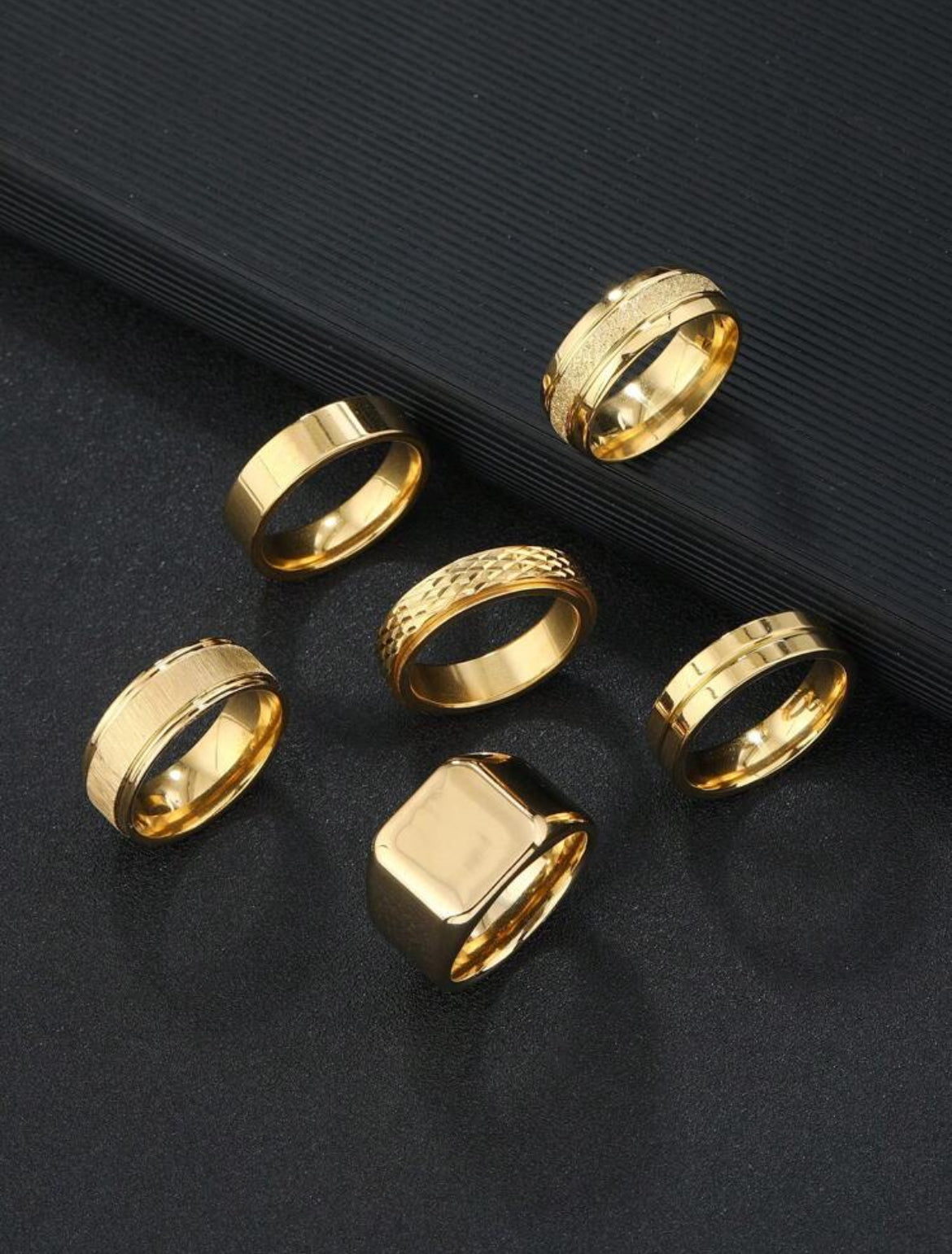 6pc Rhombus Stainless Steel men’s ring set