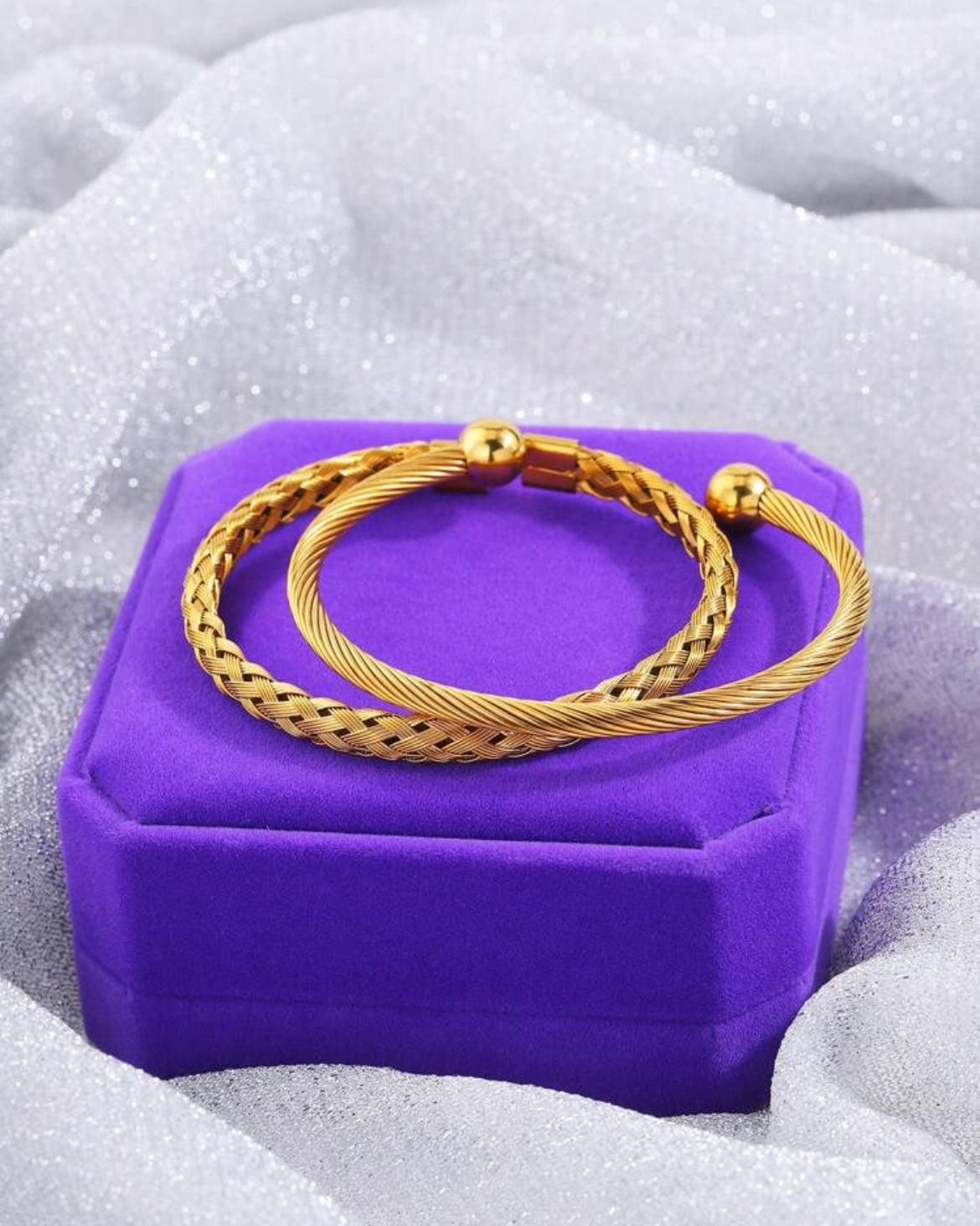 2pc Stainless Steel Wired Bracelet Set