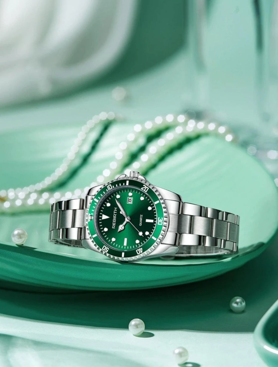 Rebirth woman’s elegant stainless steel watch