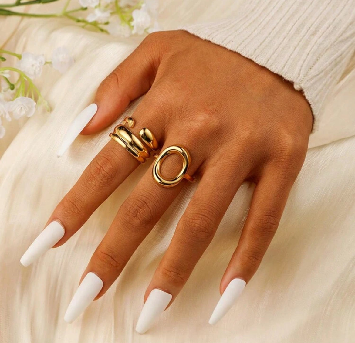 2pc GEO stainless steel ring set