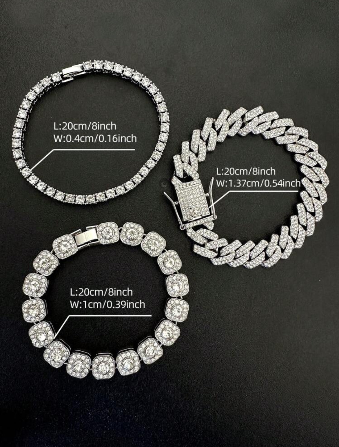 3pc Icy bracelet set for men
