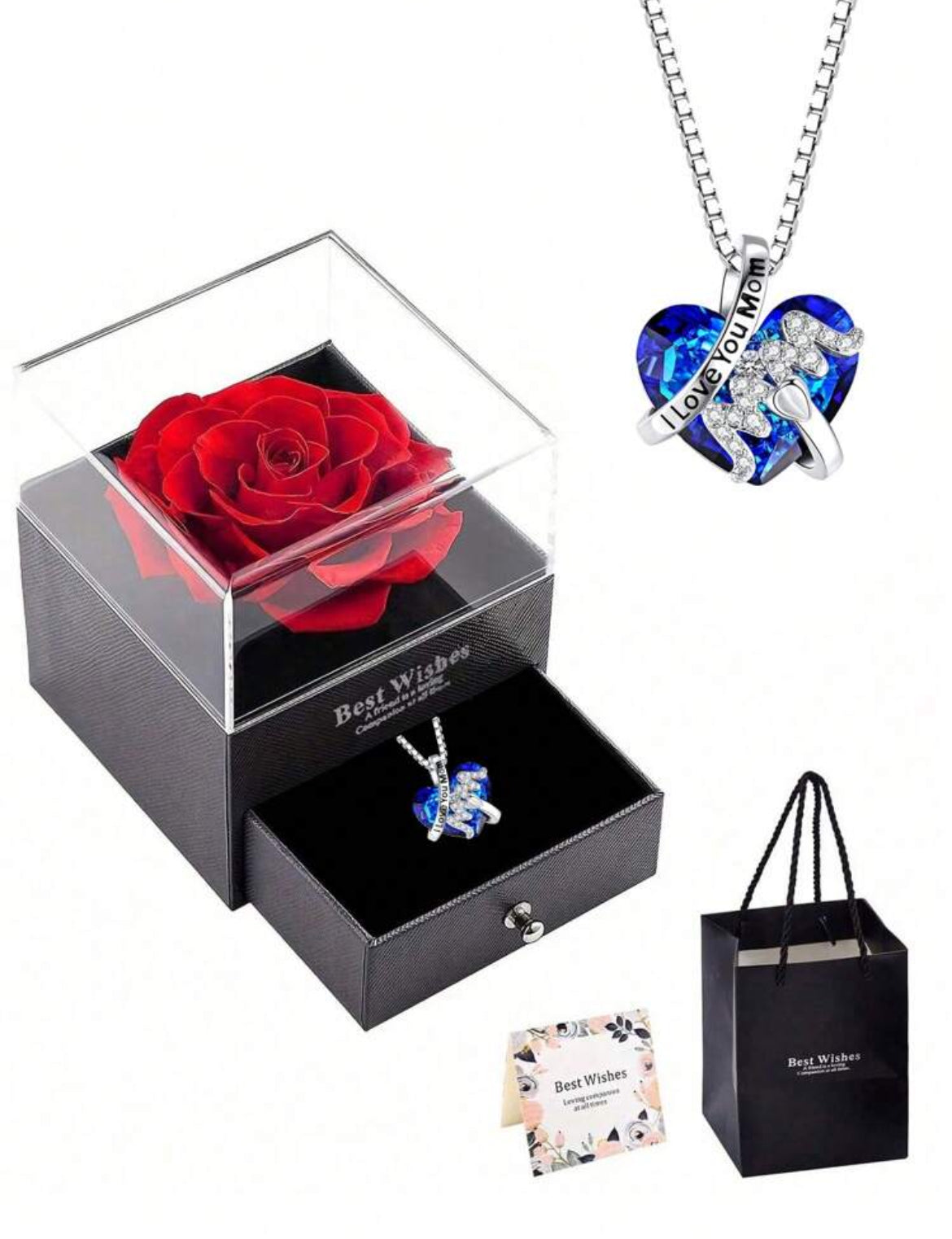 I love you- eternal necklace & rose set
