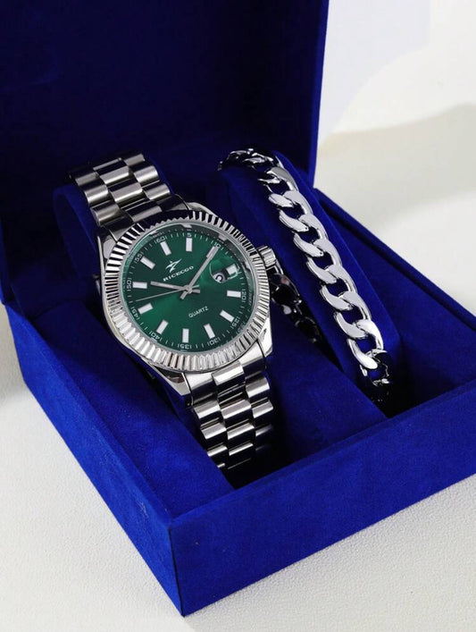 Men’s Classic stainless steel watch & bracelet set