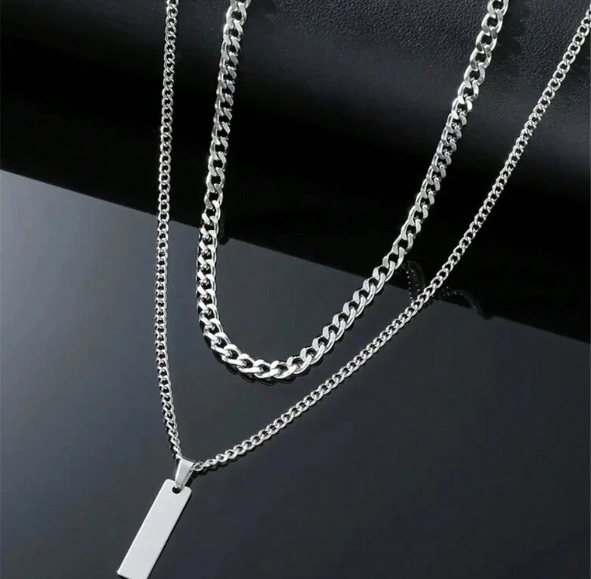 2pc Bar Stainless Steel necklace for men
