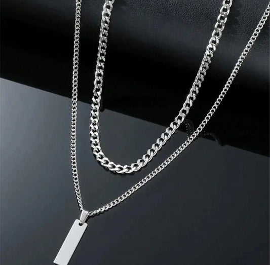 2pc Bar Stainless Steel necklace for men