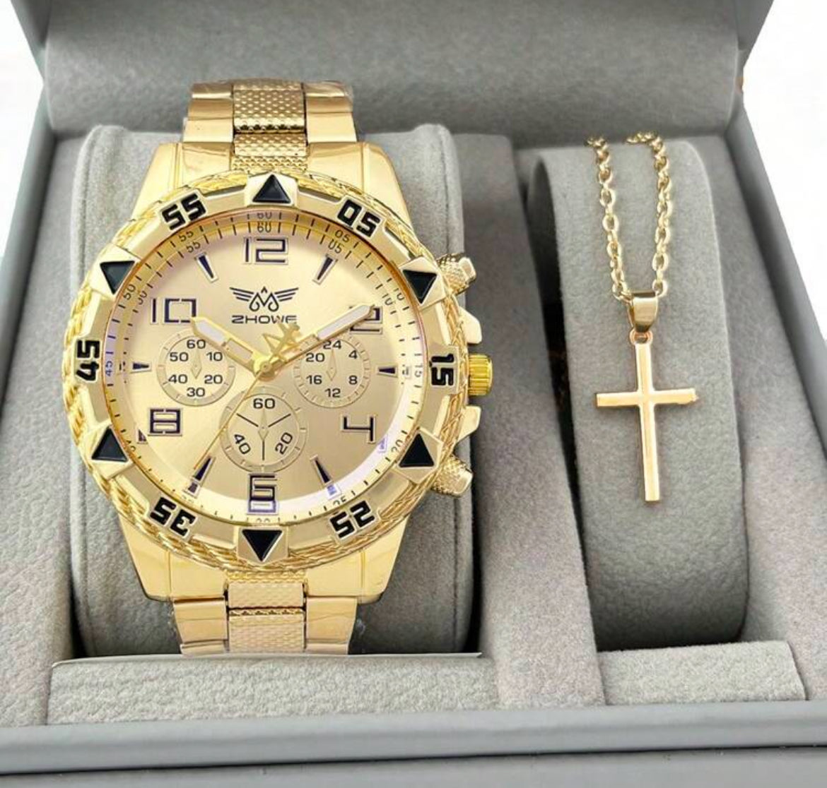 Men’s Stainless Steel Watch & Necklace Set