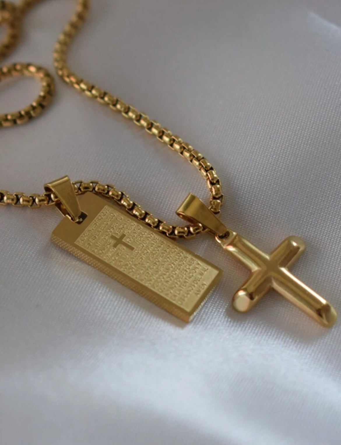 Scripture cross pendant necklace for men