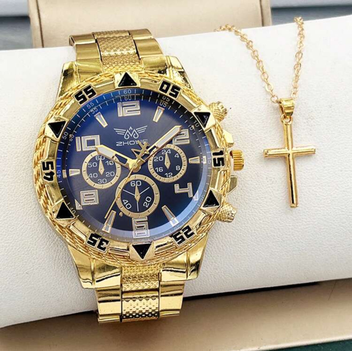 Men’s Stainless Steel Watch & Necklace Set