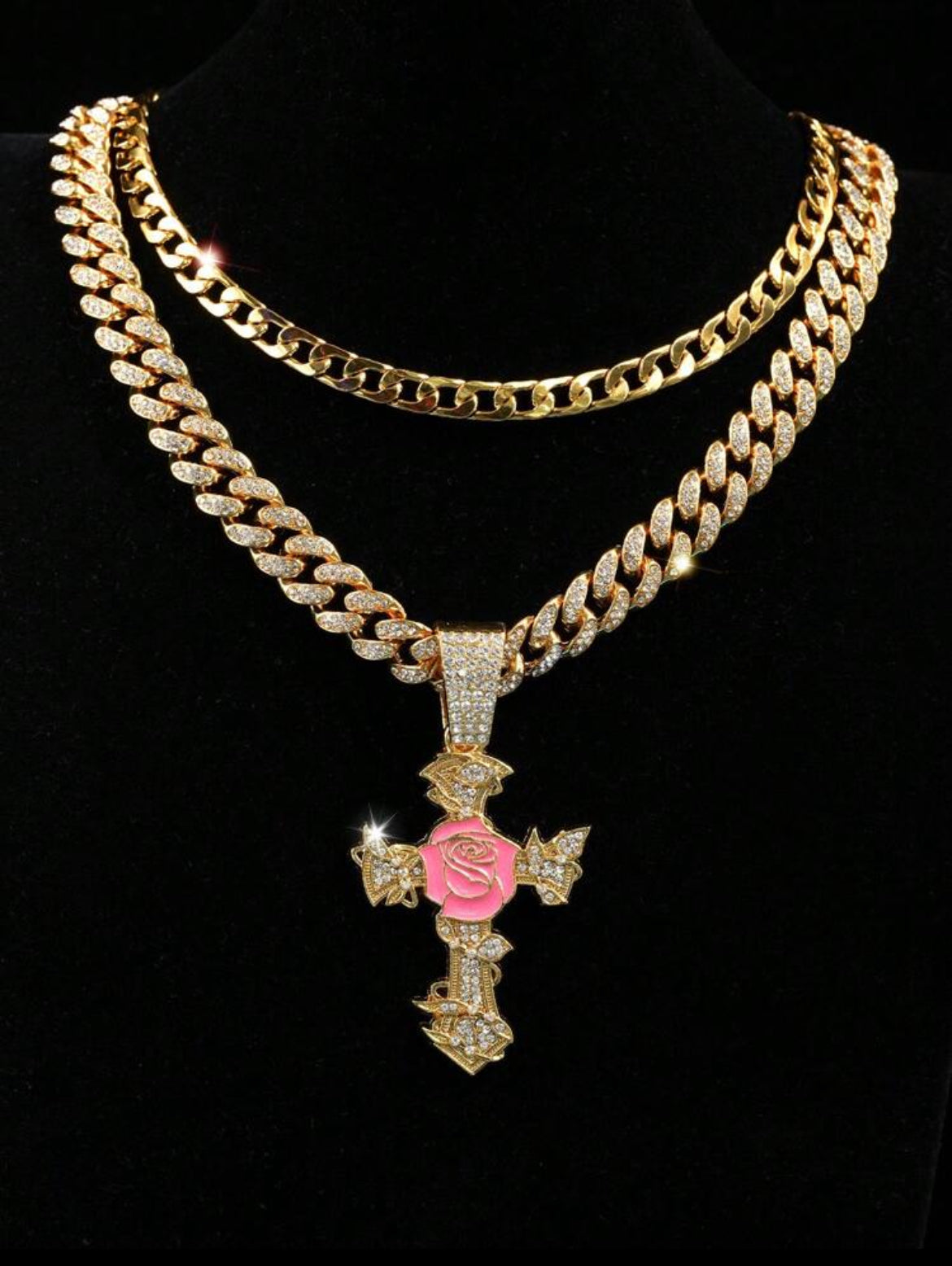 2pc Thorny Rose necklace set for men