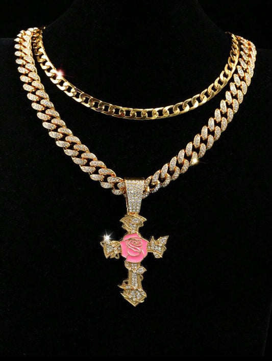 2pc Thorny Rose necklace set for men