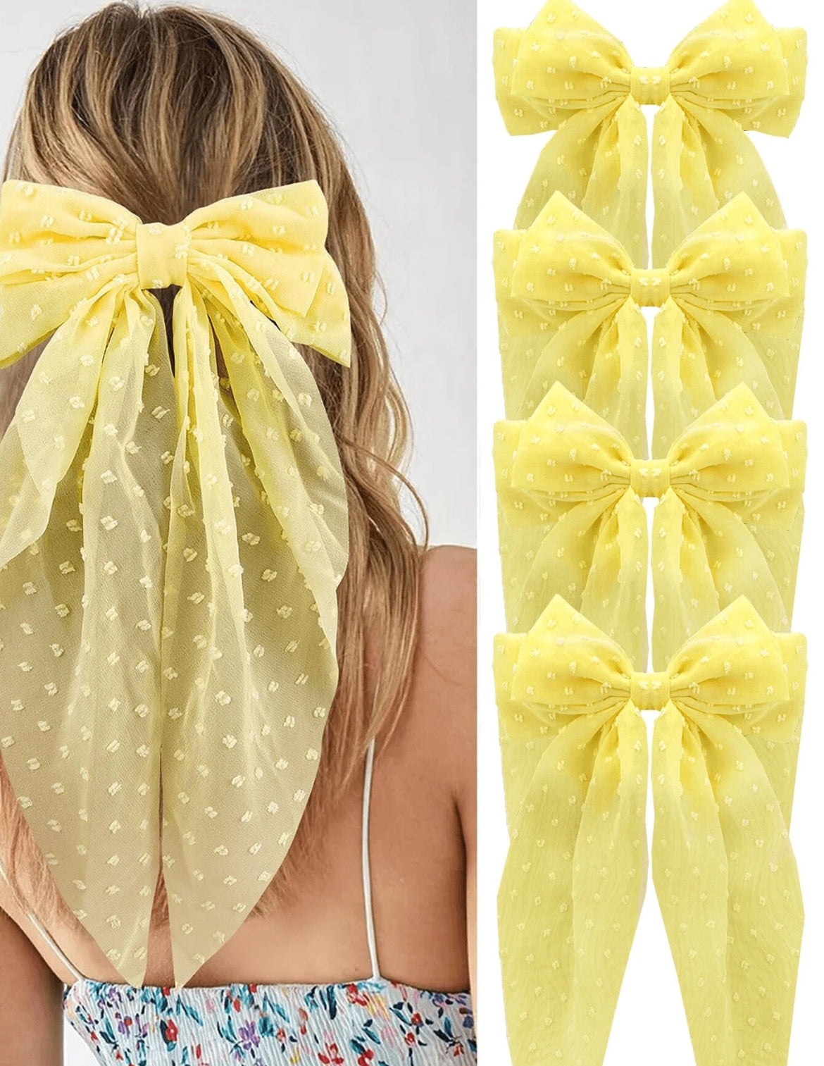 4pc one color bow hair clips