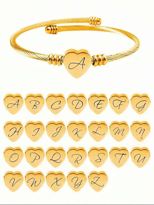 18K gold plated initial bracelet