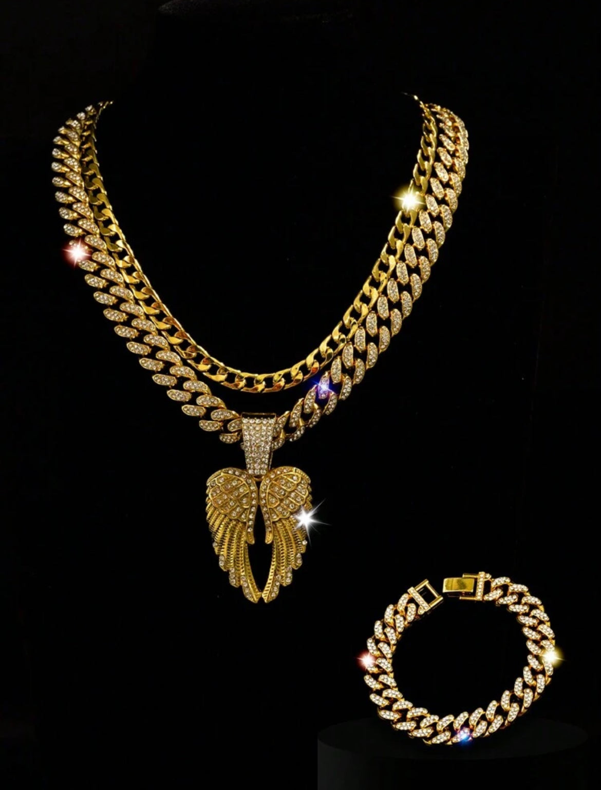 3pc Angel Wing Icy jewelry set