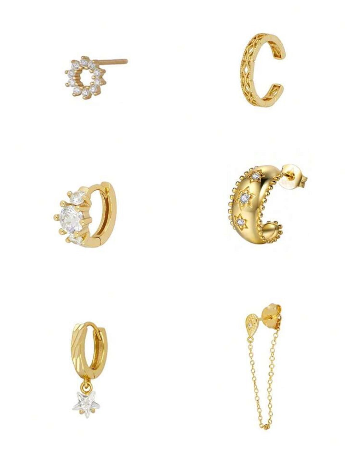 6pc 24K gold earring set