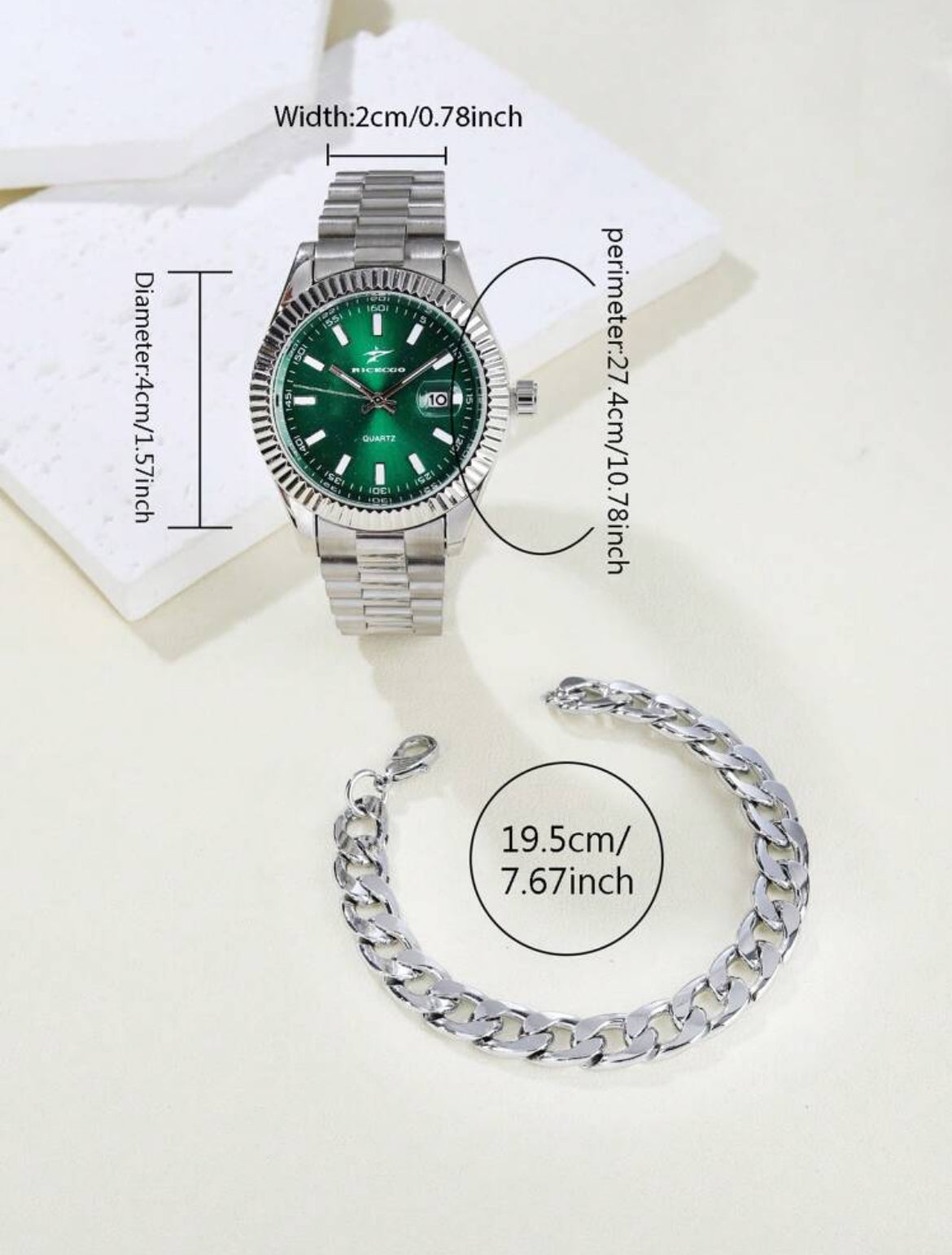 Men’s Classic stainless steel watch & bracelet set