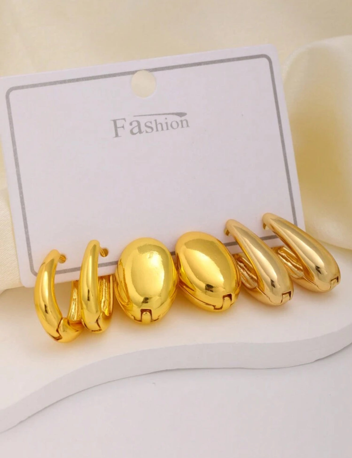 3pairs Fula Gold Earring Set