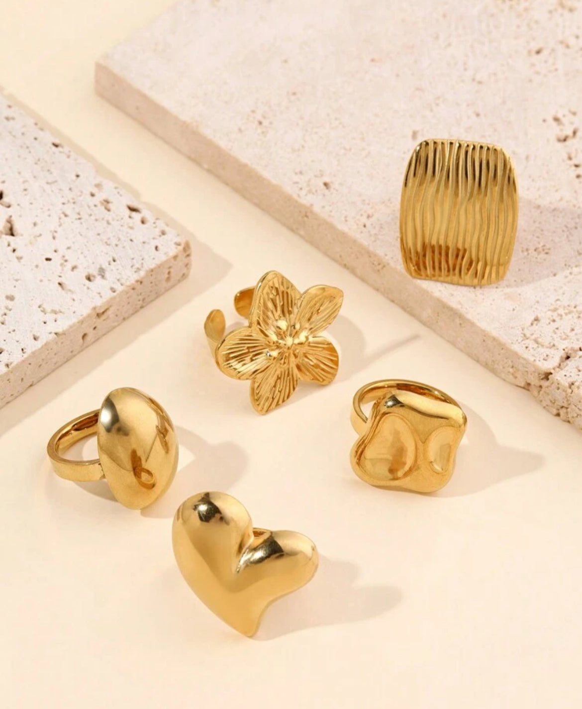 5pc Risa Stainless Steel Ring Set