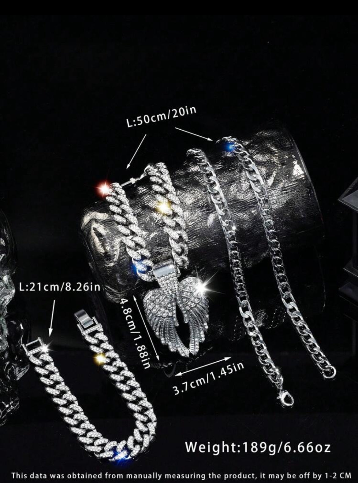 3pc Angel Wing Icy jewelry set
