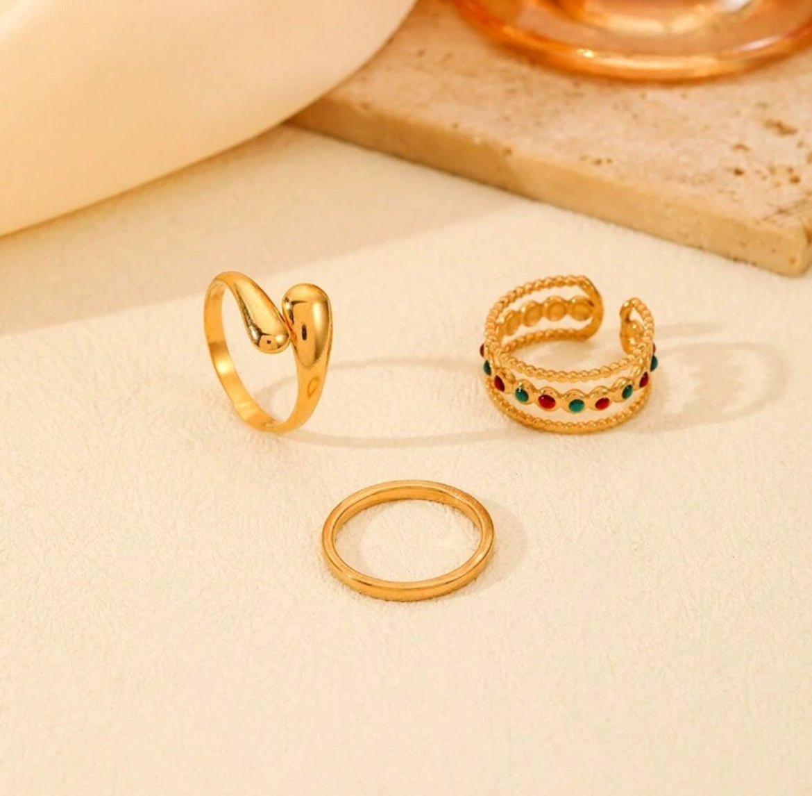 3pc Adjustable Stainless Steel Ring set