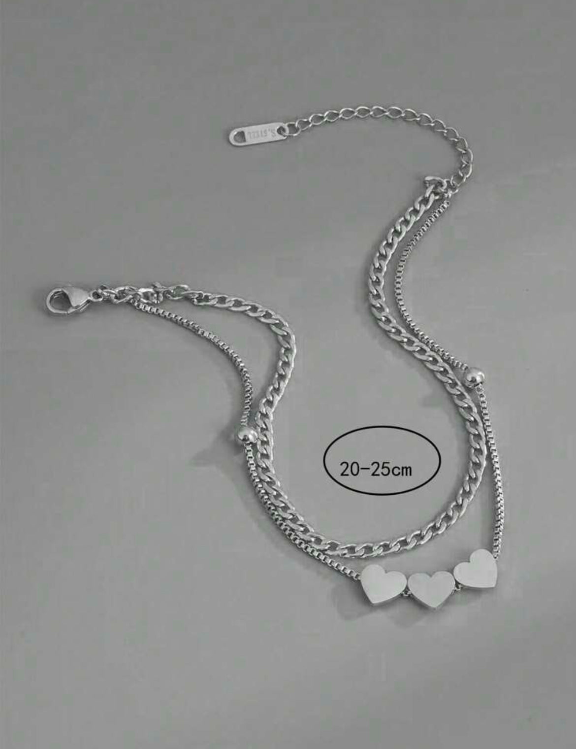 Cora heart stainless steel anklet